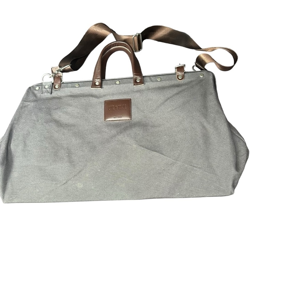 Line of Trade Mens Cotton Canvas Travel Bag Gray Brown